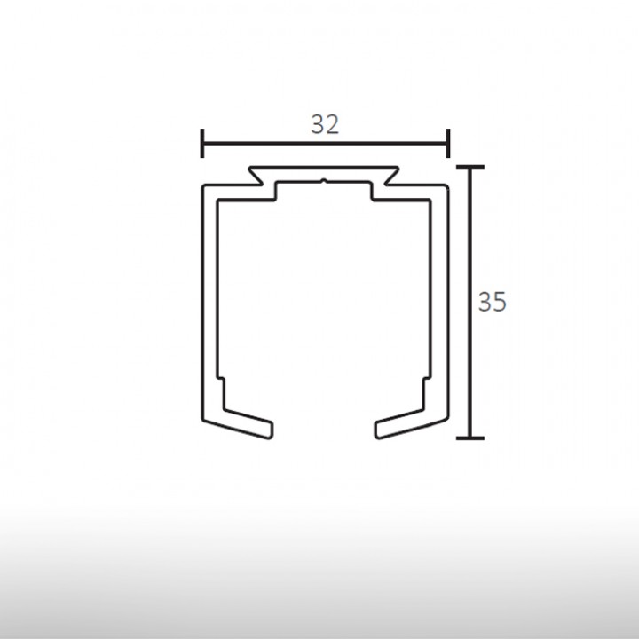 Desenho técnico - Calha de Alumínio OPENSPACE - 8A